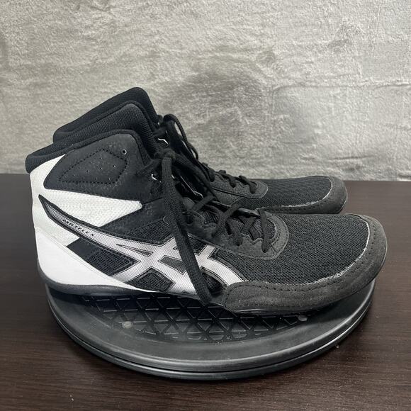 ASICS MATFLEX 6 Mens Size 10 Black & White Wrestling Lace Up Athletic Shoes - Picture 1 of 10